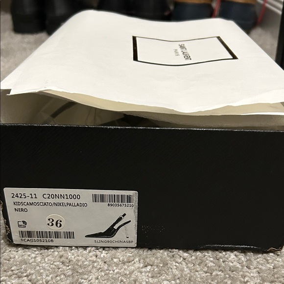 Saint Laurent Black Lee Leather Heels with Gold Heel - Picture 2 of 9